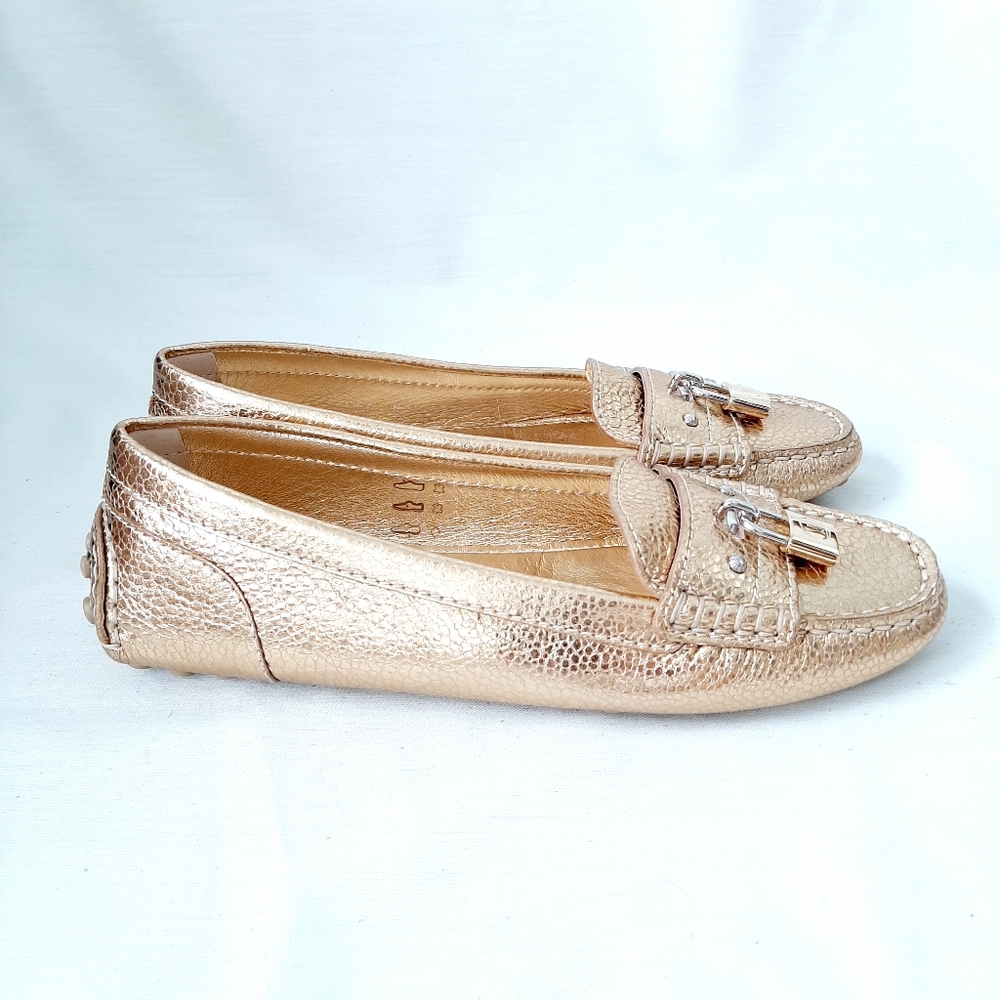 Louis Vuitton authentic NWOT gold lock loafers - Picture 3 of 9